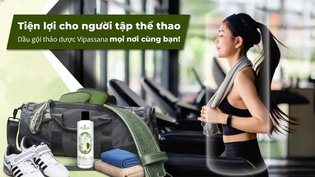 Dầu gội thảo dược Vipassana tiện lợi cho người tập thể thao