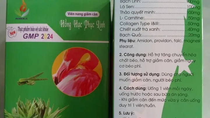 Viên nang giảm cân Hồng Hạc Phục Linh chứa chất cấm